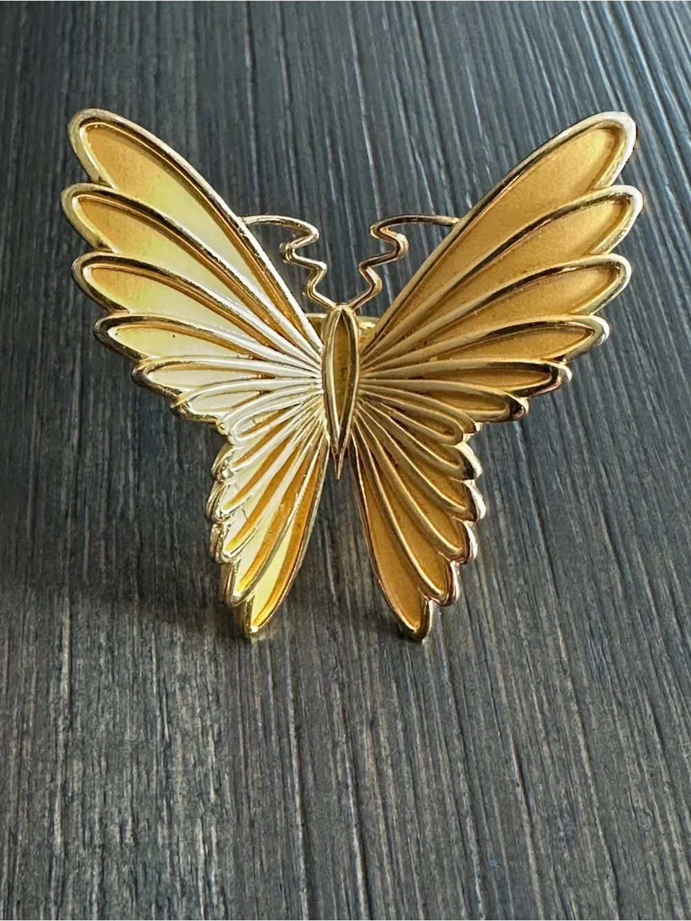 Vintage Style Butterfly Cocktail Ring – Genuine 925 Sterling Silver Gold Vermeil